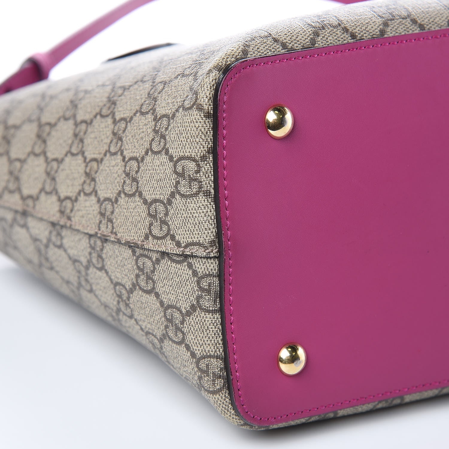 Gucci GG Supreme Monogram Linea A Foldover Tote Beige Hibiscus Red New Rosette 8 of 16