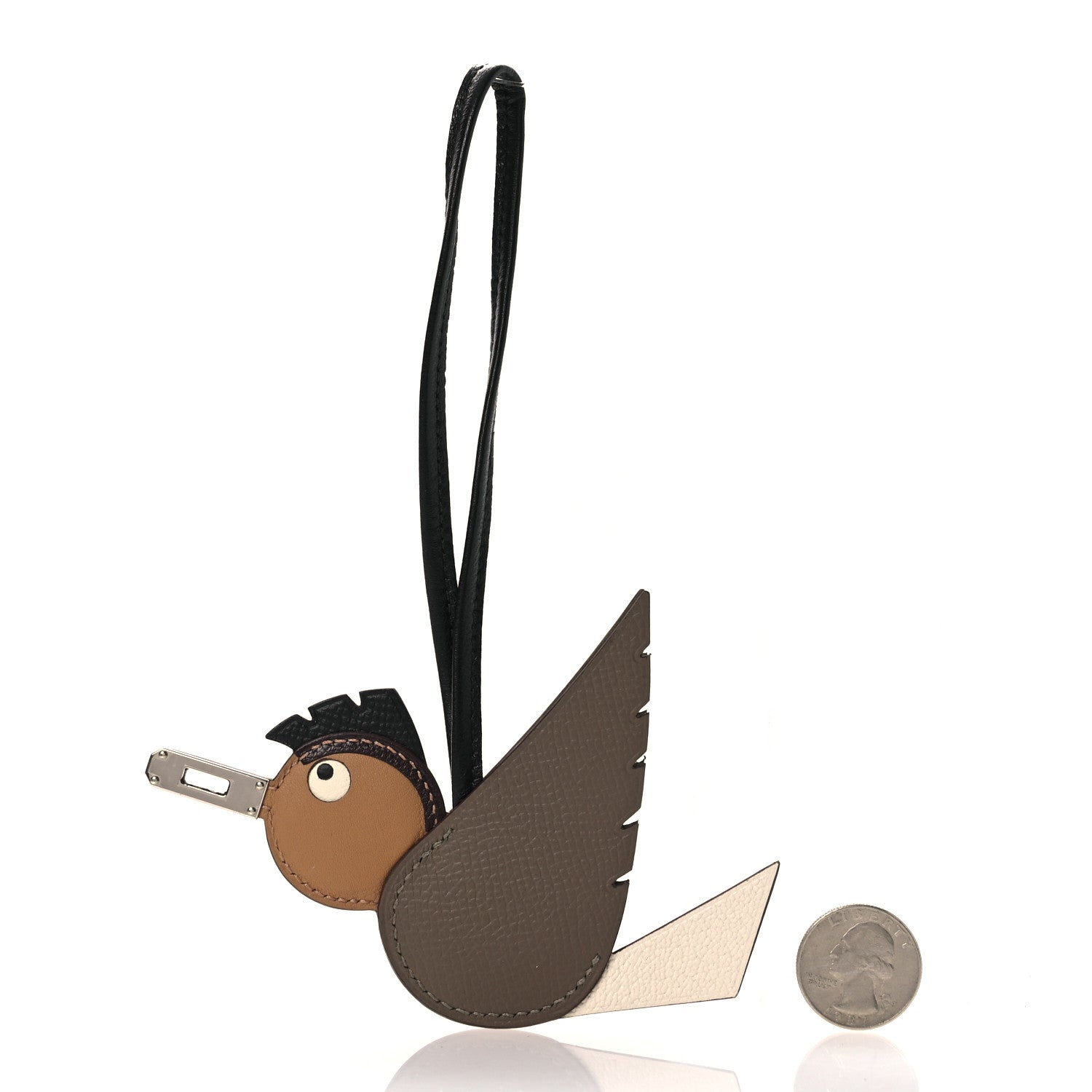Hermes Epsom Swift Chevre Mysore Birdy Bag Charm Etoupe Nata Biscuit Rouge Sellier Black 2 of 6