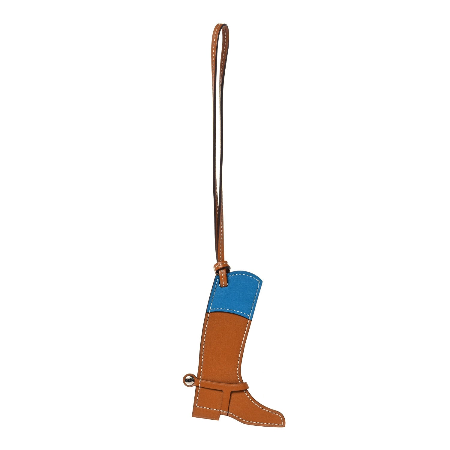 Hermes Butler Swift Paddock Botte Boot Bag Charm Natural Bleu Zanzibar 1 of 6