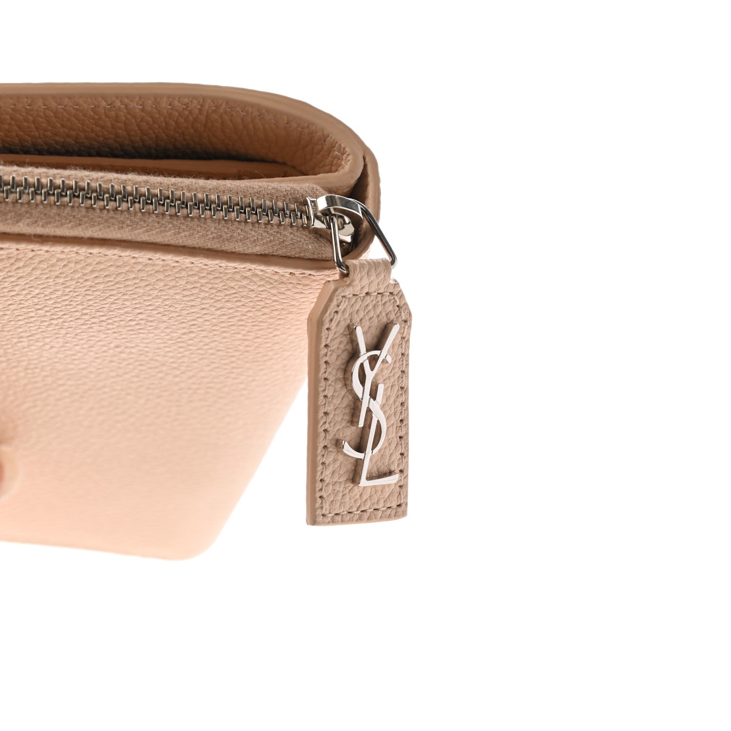 Saint Laurent Grained Calfskin Rive Gauche Compact Zip Around Wallet Nude 8 of 9