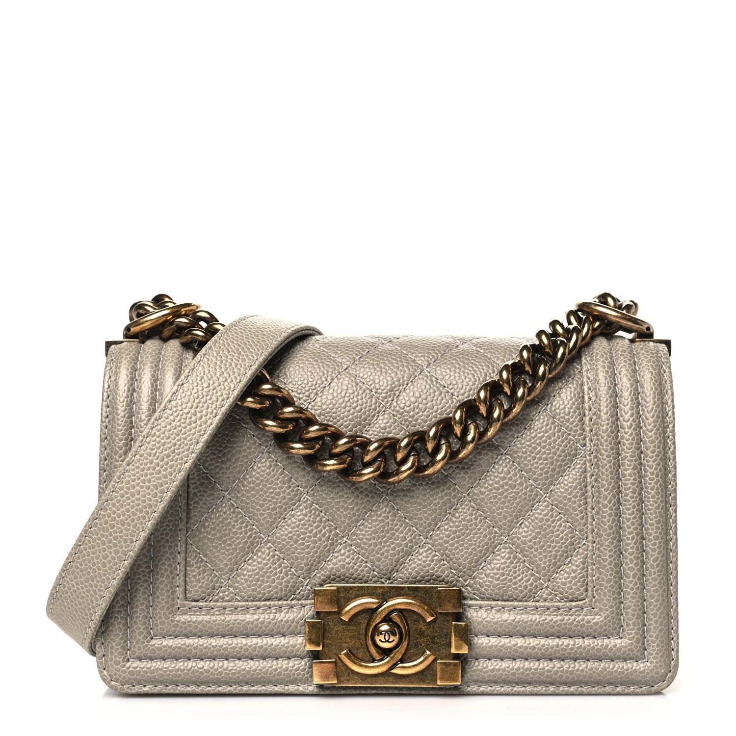 Chanel Caviar Quilted Small Boy Flap Light Grey 1 of 10