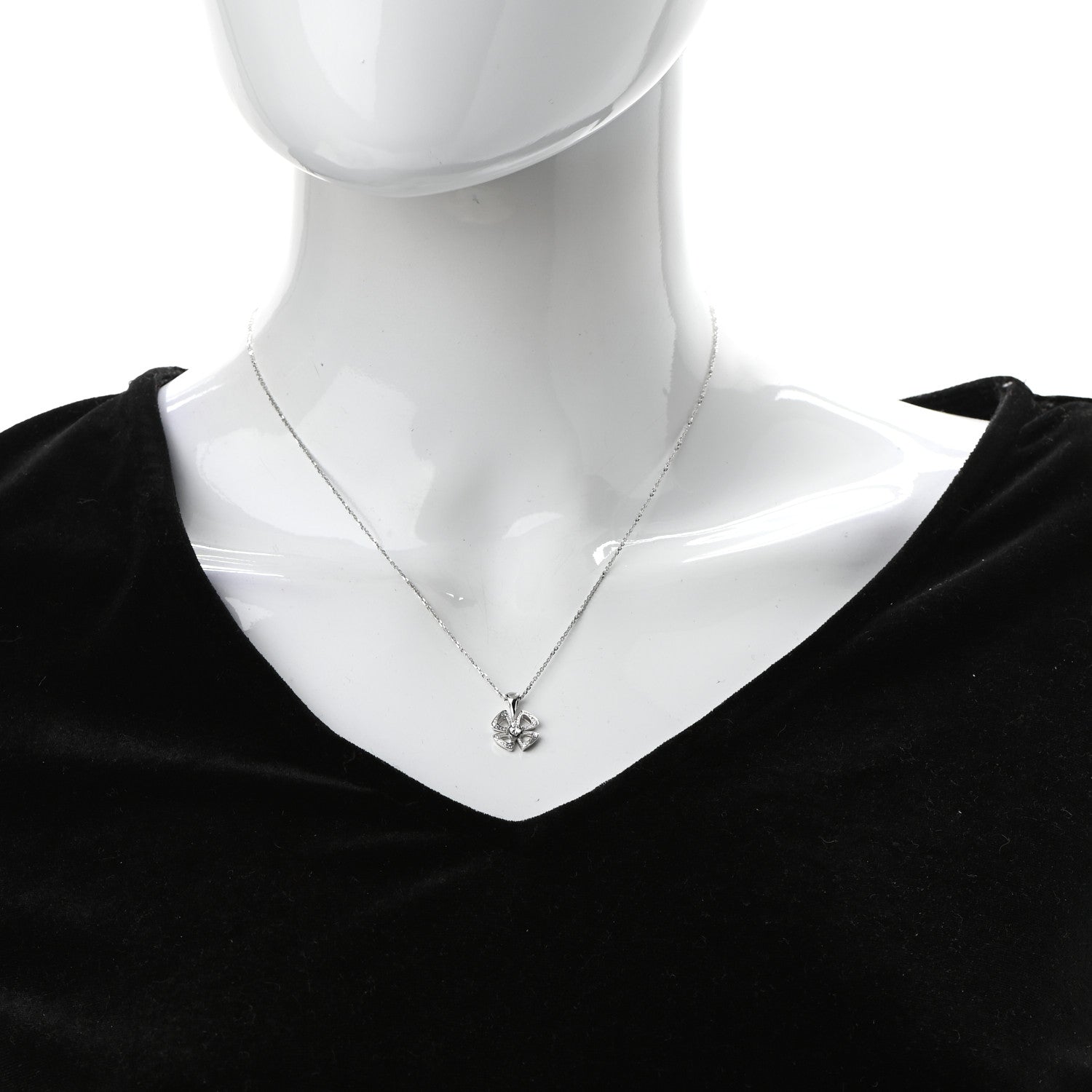 Bulgari 18K White Gold Diamond Fiorever Pendant Necklace 2 of 7