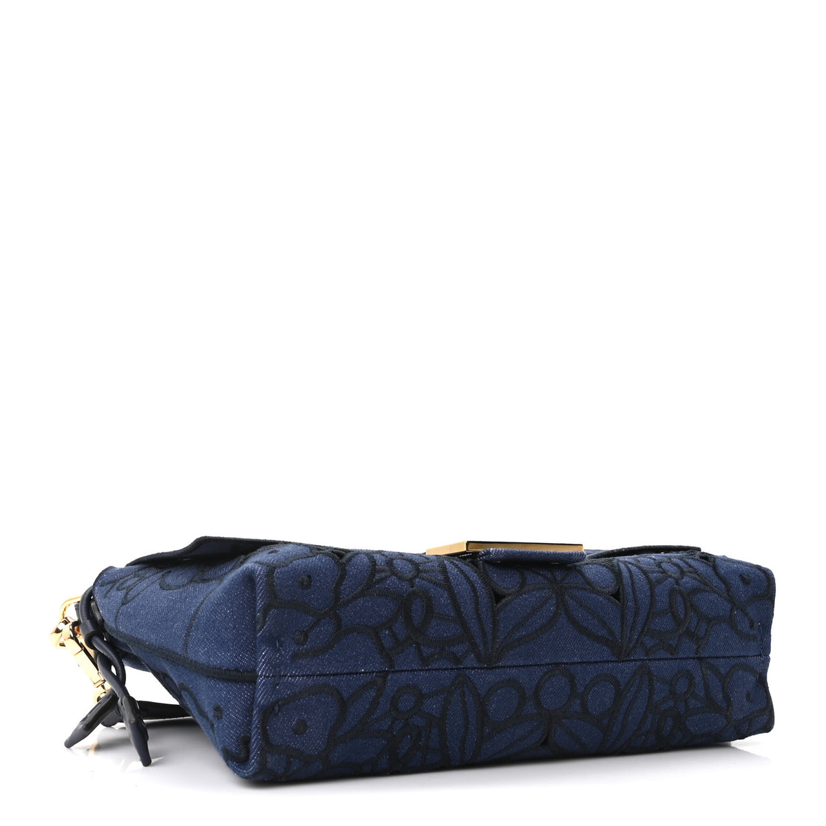 Fendi Denim Floral À Jour Medium Mamma Baguette Dark Blue 4 of 10