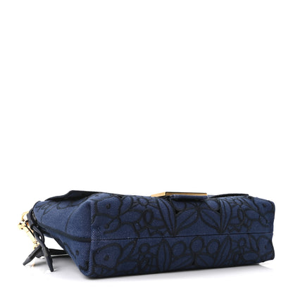 Fendi Denim Floral À Jour Medium Mamma Baguette Dark Blue 4 of 10