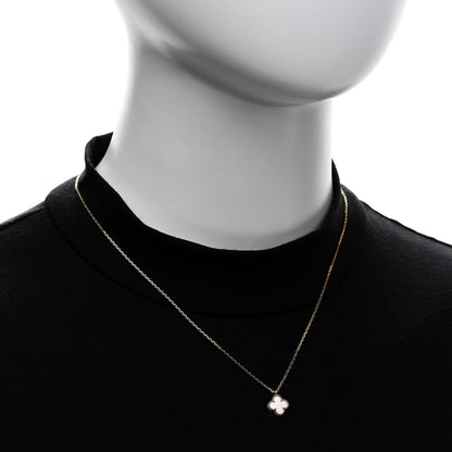 Van Cleef & Arpels 18K Yellow Gold Mother of Pearl Sweet Alhambra Pendant Necklace 2 of 6
