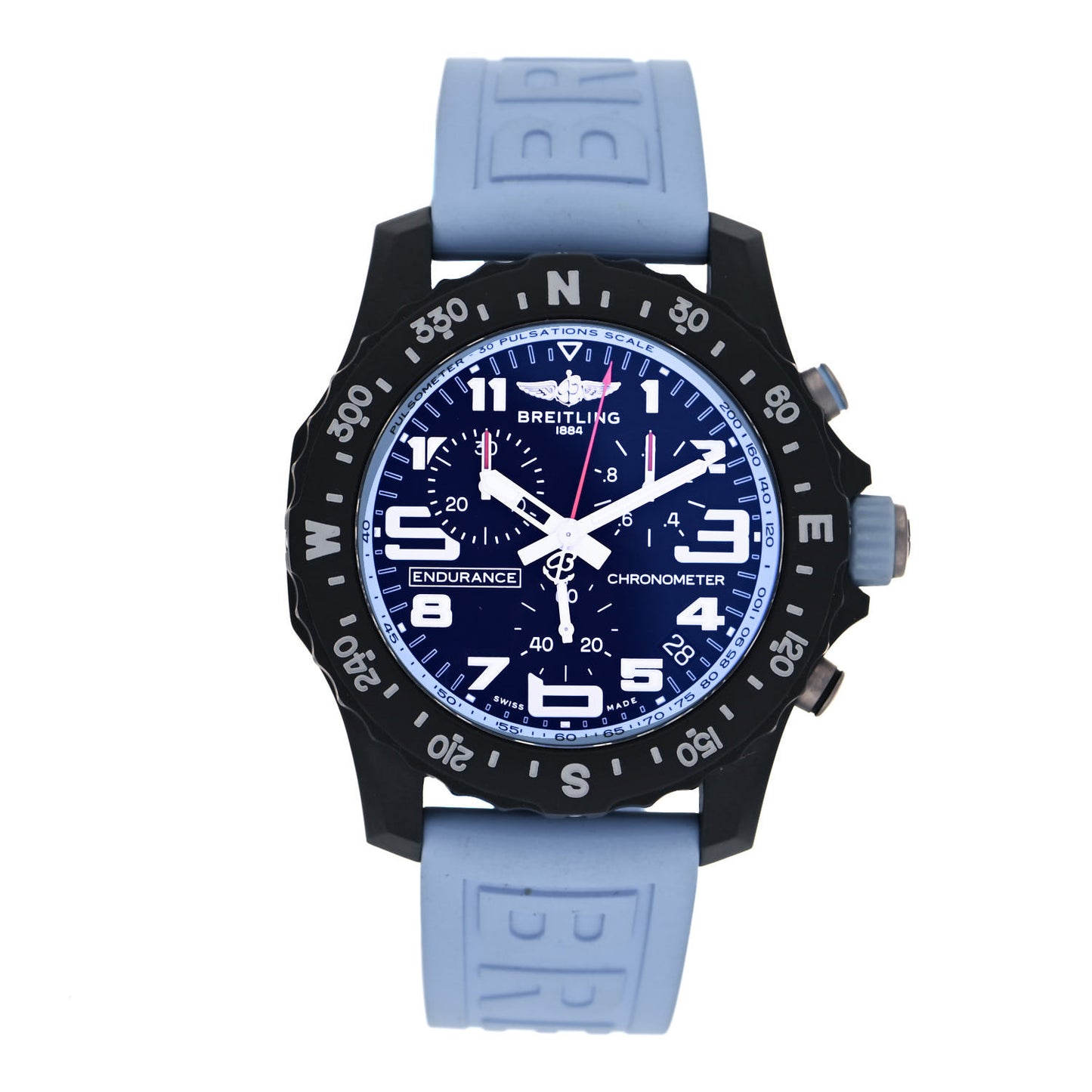 Black Polymer Rubber 44mm Endurance Pro Quartz Watch Light Blue X82310