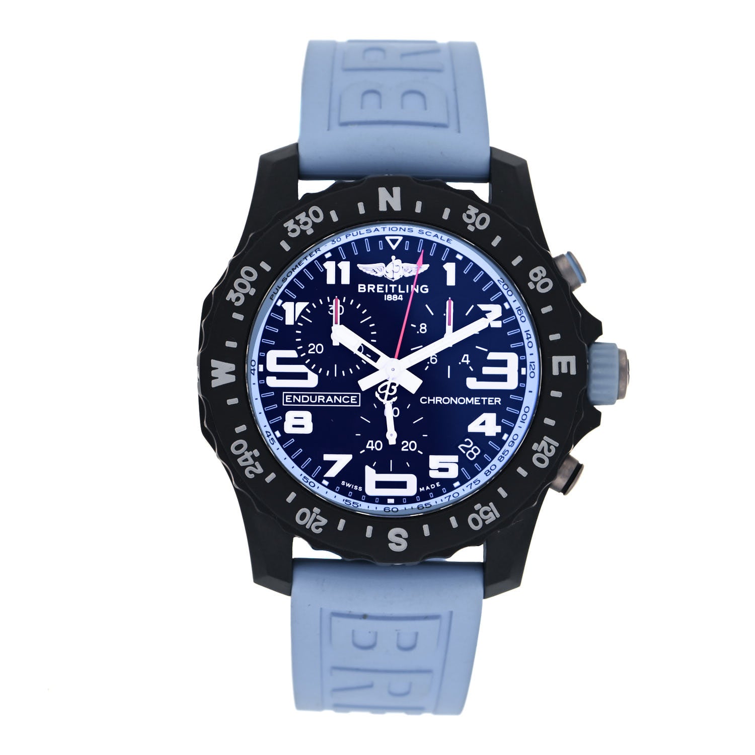 Breitling Black Polymer Rubber 44mm Endurance Pro Quartz Watch Light Blue X82310 1 of 5