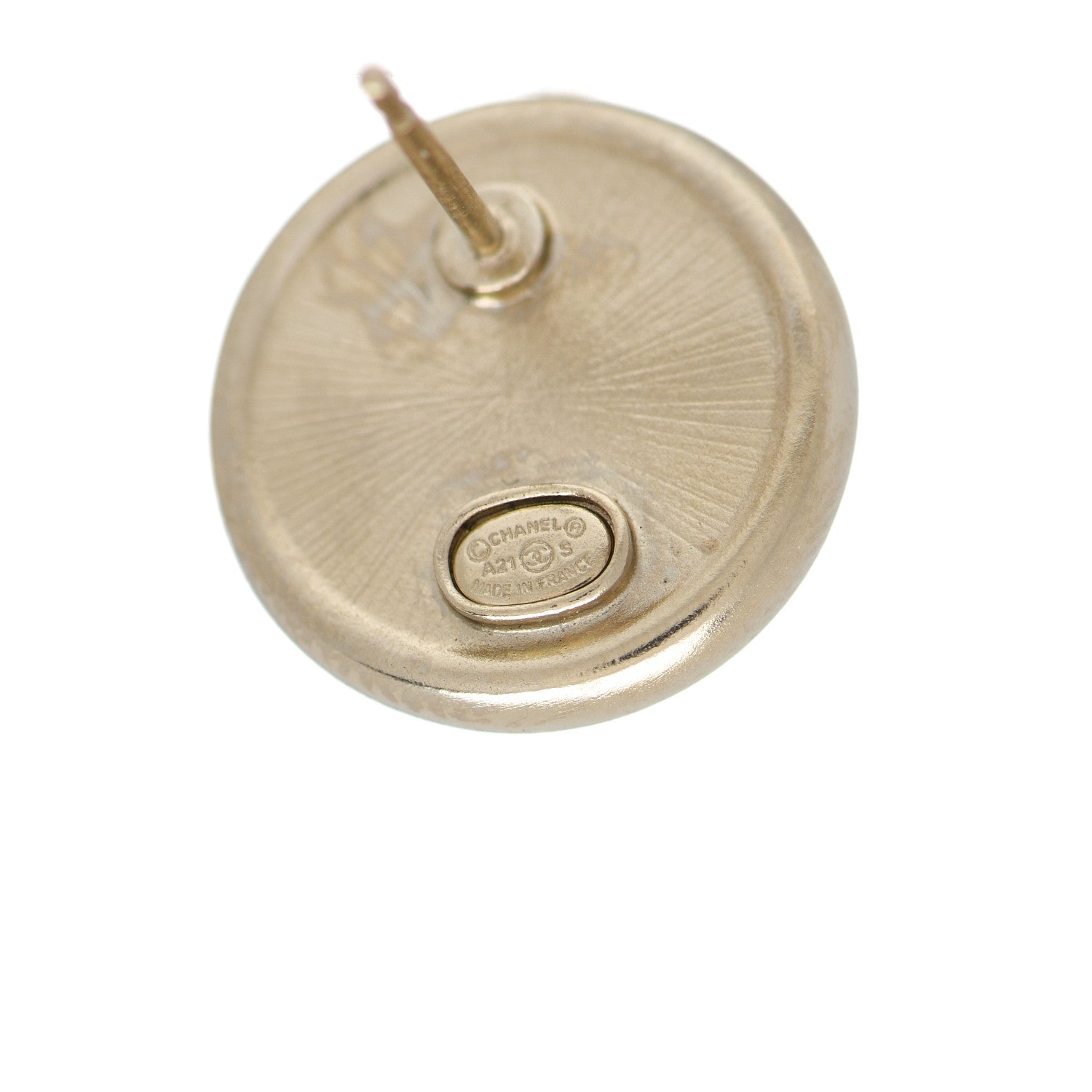 Chanel Crystal CC Round Earrings Light Gold 4 of 5