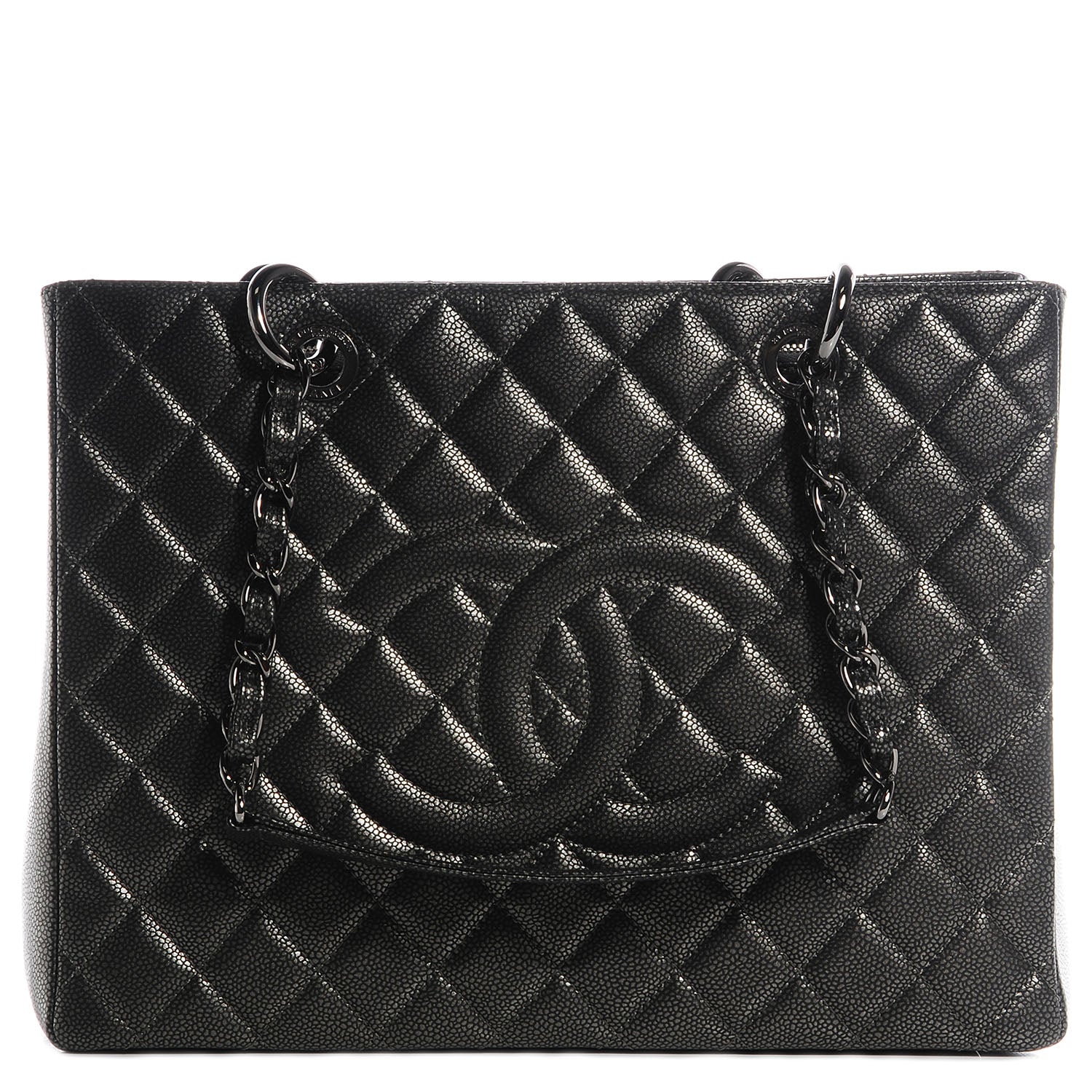 Chanel Metallic Caviar Quilted Grand Shopping Tote GST Dark Silver 1 of 6