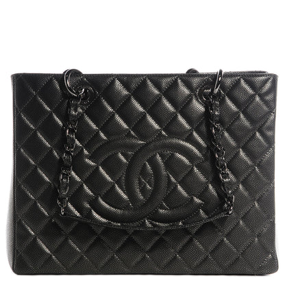 Chanel Metallic Caviar Quilted Grand Shopping Tote GST Dark Silver 1 of 6
