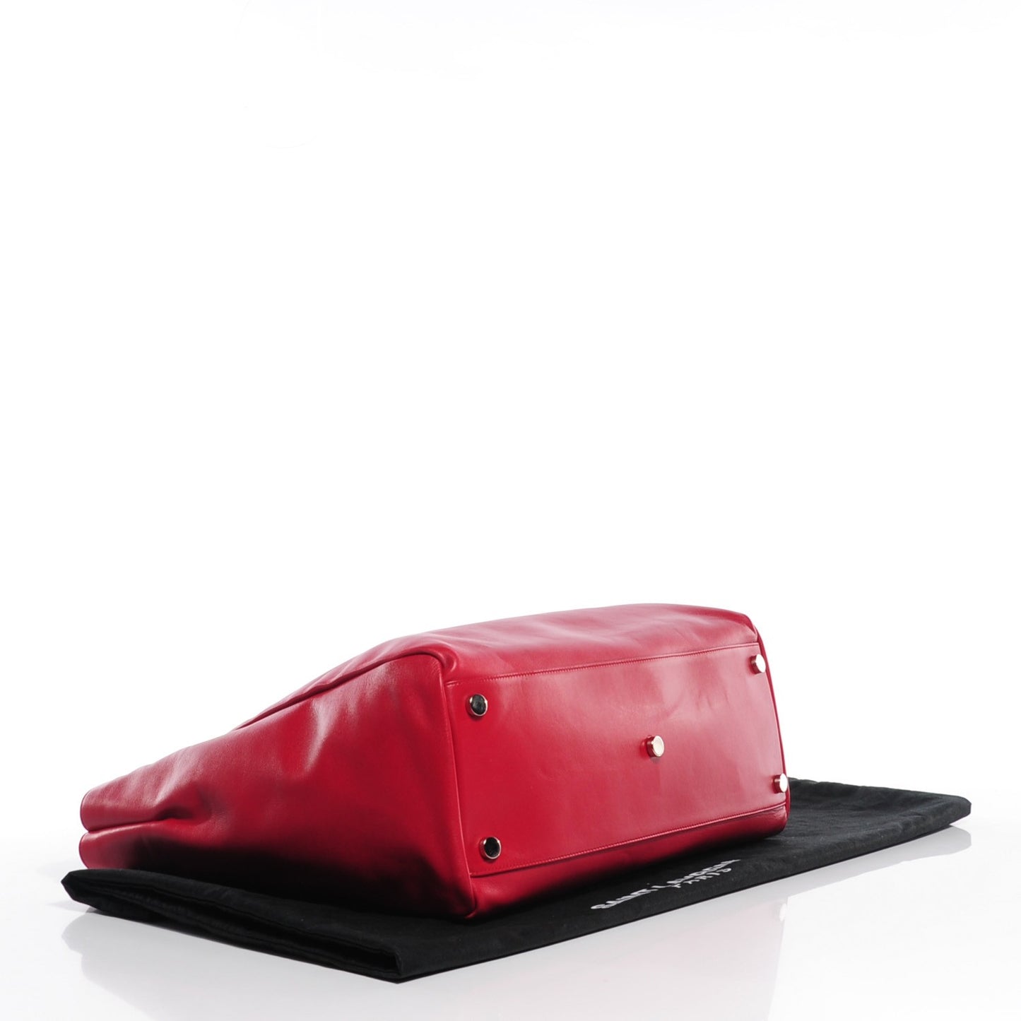Calfskin Suede Stud Reversible Shopper Tote Red