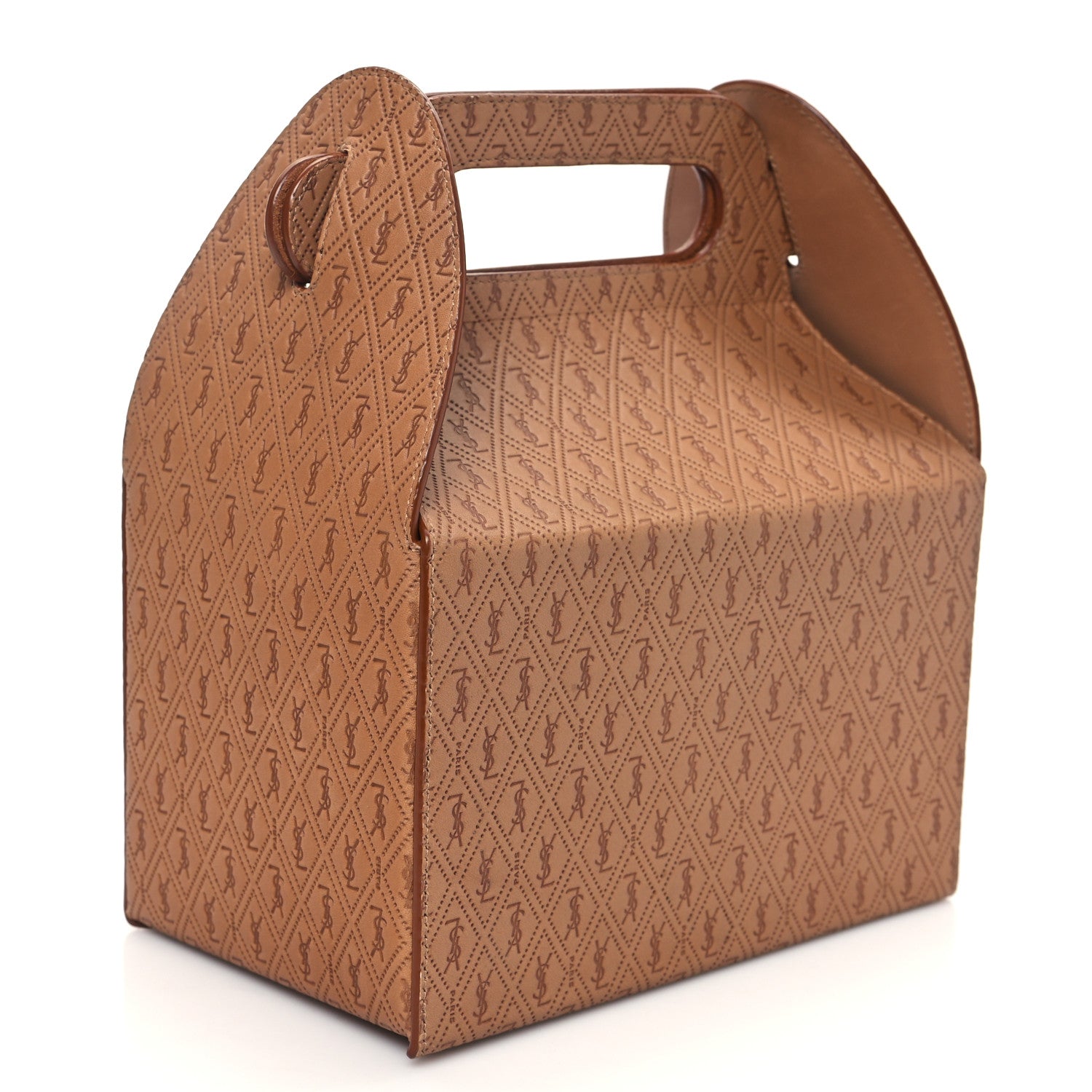 Saint Laurent Calfskin Monogram Take Away Box Dusty Vintage Brown Gold 3 of 11