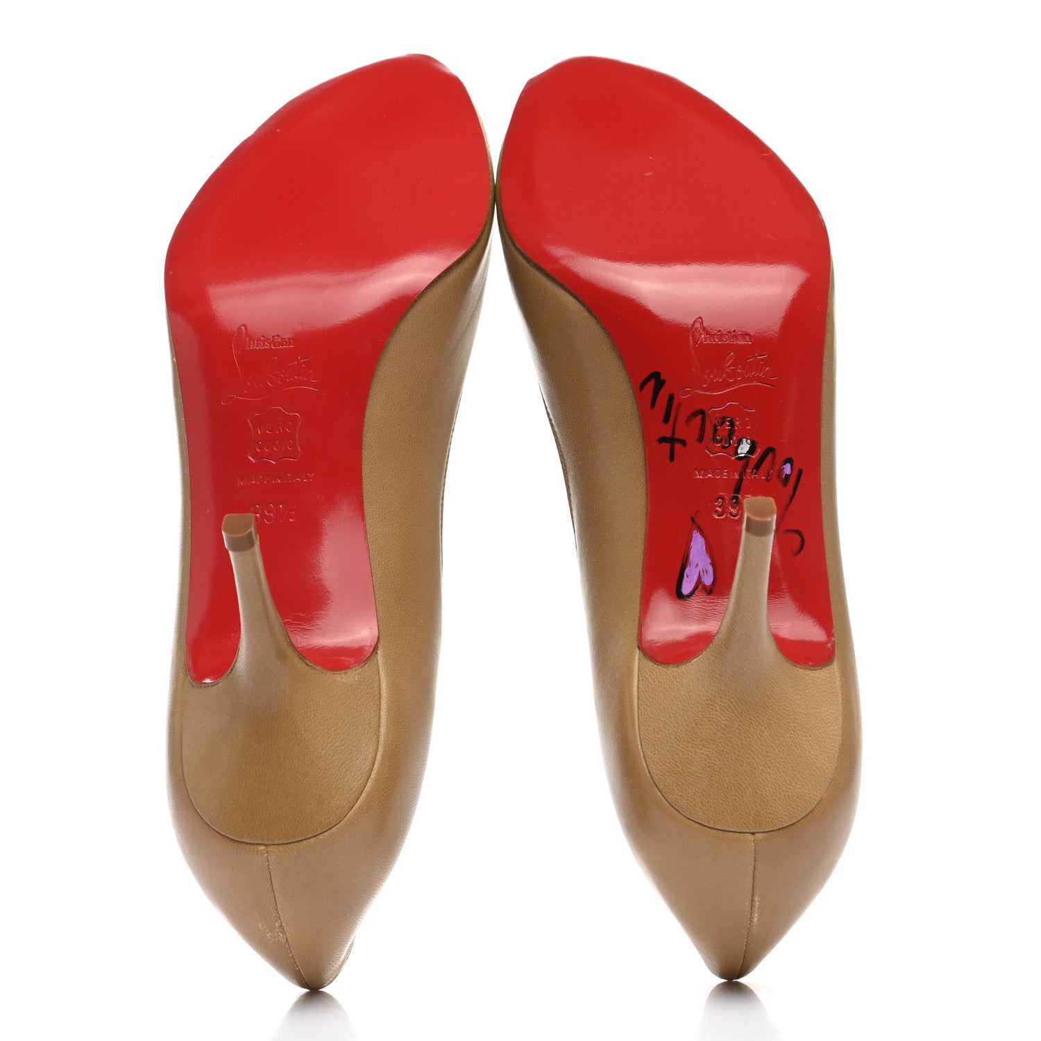 Christian Louboutin Nappa Peep Toe Pump 39.5 Tan 5 of 14