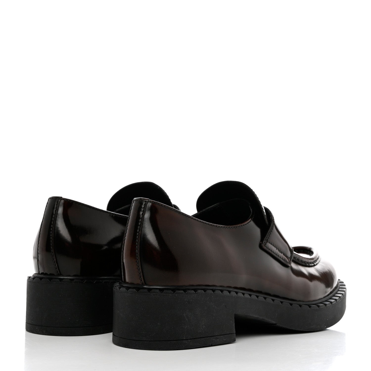 Prada Spazzolato Metal Triangle Logo 50mm Loafers 40.5 Bruciatio Fume 4 of 9