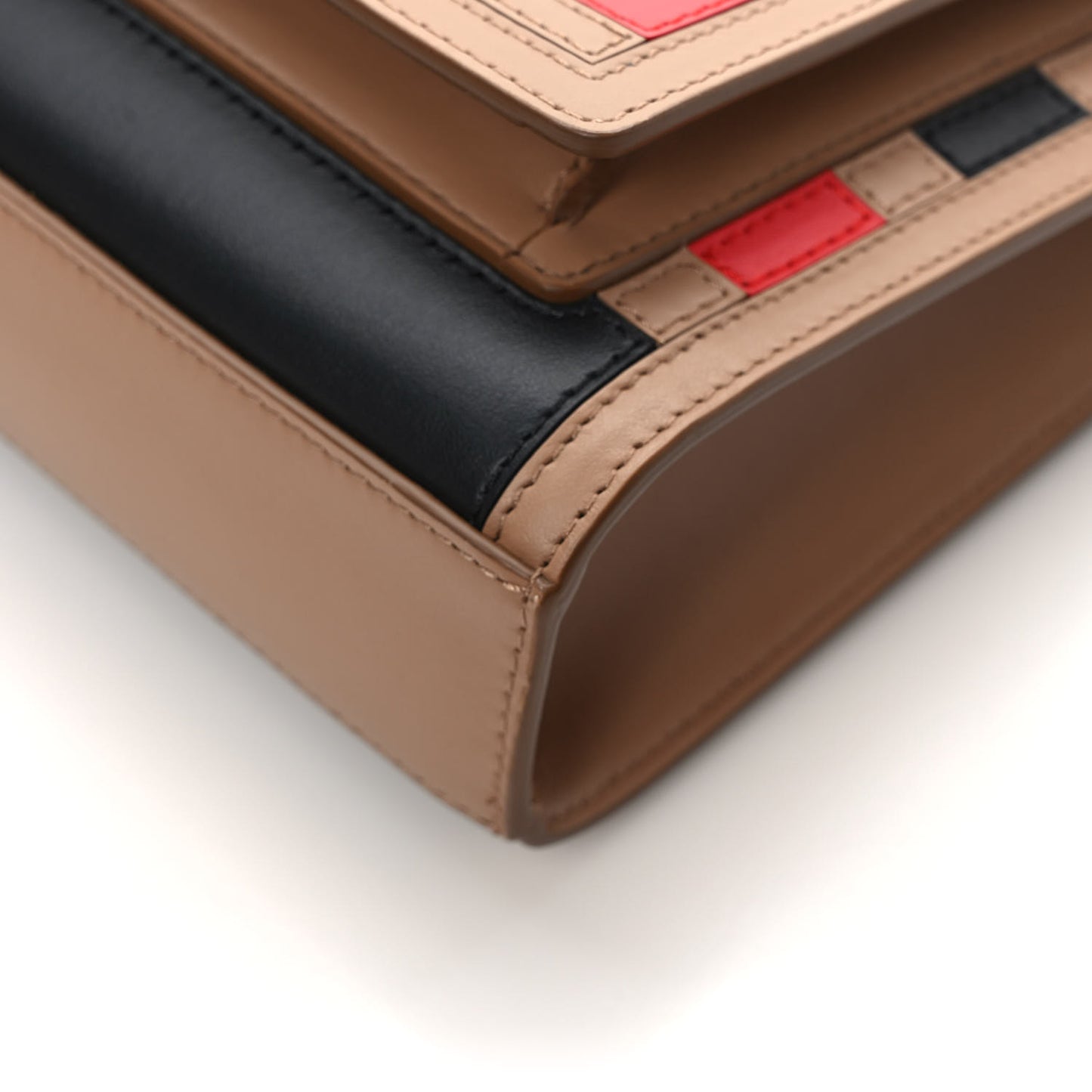 Smooth Calfskin Striped Mini Pocket Bag Camel