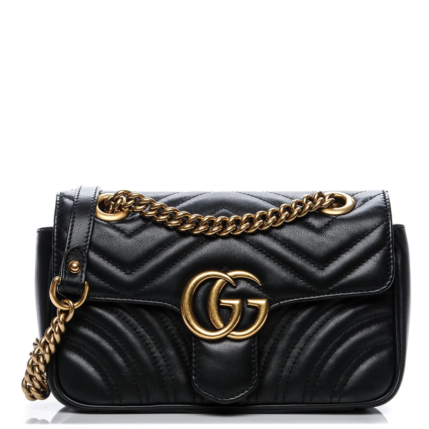 Calfskin Matelasse Mini GG Marmont Shoulder Bag Black