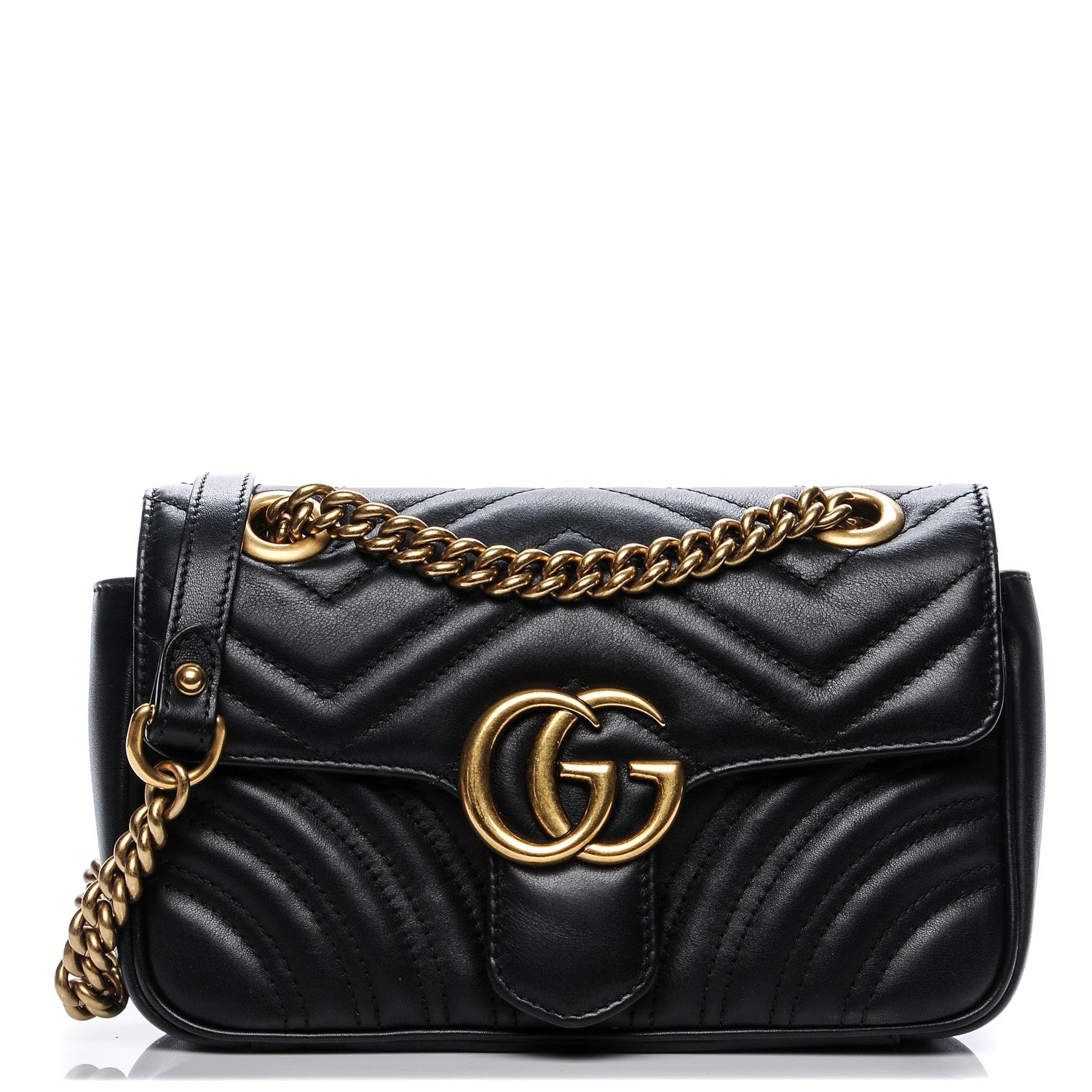 Gucci Calfskin Matelasse Mini GG Marmont Shoulder Bag Black 1 of 6
