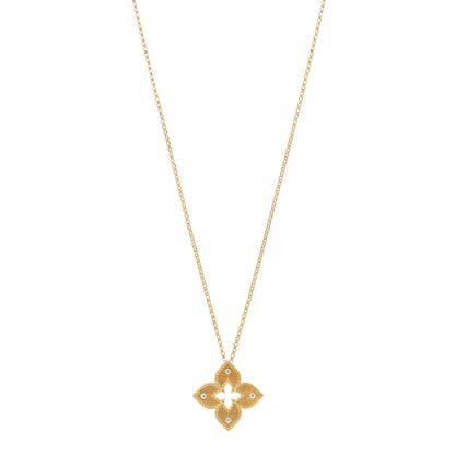 Roberto Coin 18K Yellow Gold Diamond Extra Small Petite Venetian Princess Flower Pendant Necklace 1 of 6