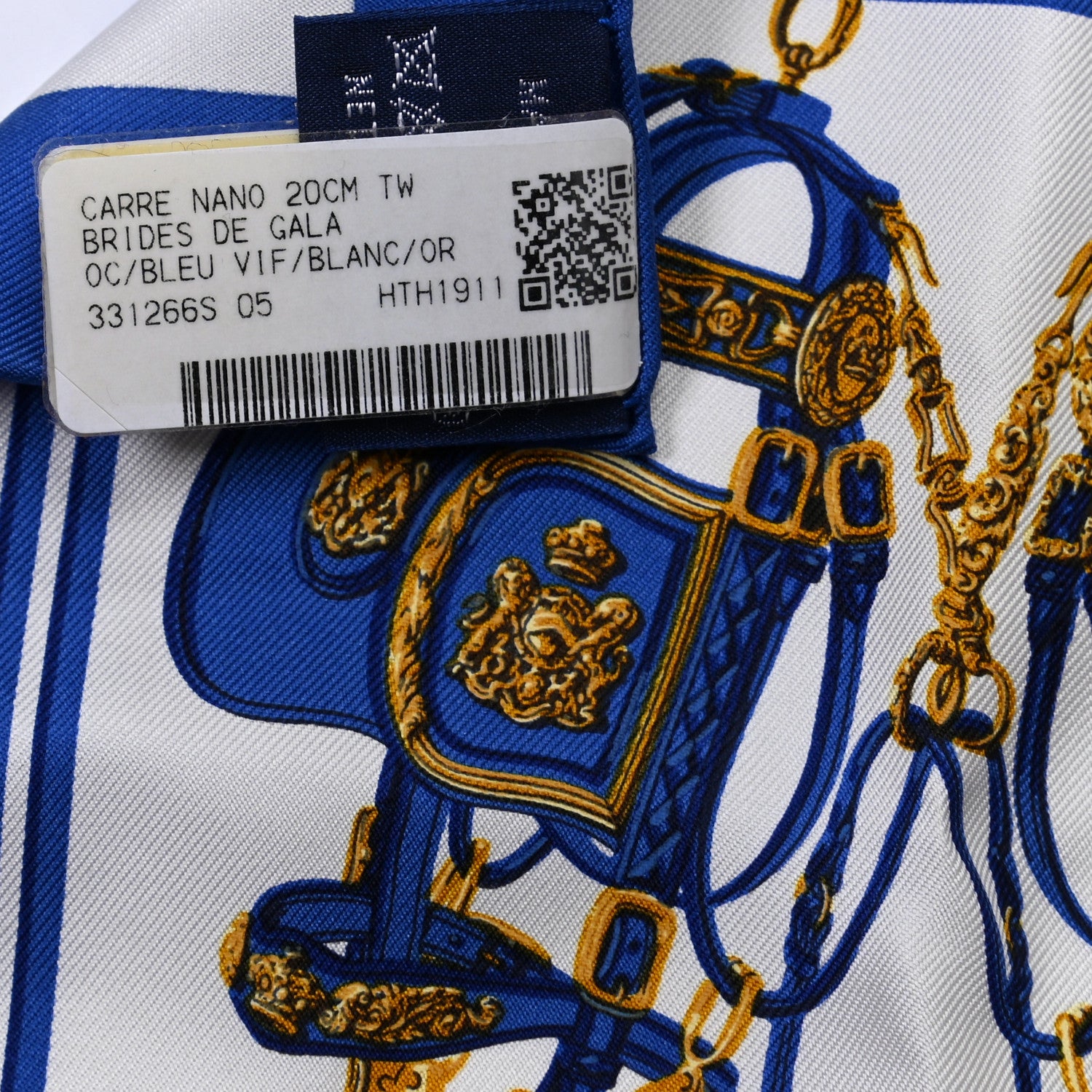 Hermes Silk Brides de Gala Nano Scarf 20 Bleu Vif White Or 4 of 4