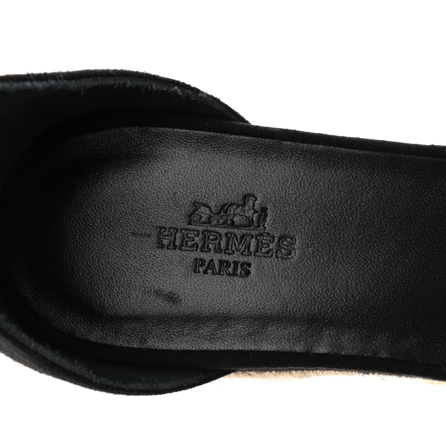 Hermes Goatskin Elda Espadrille Wedge Sandals 38 Black 7 of 9