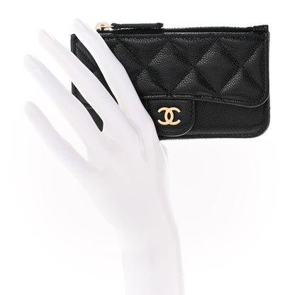 Chanel Caviar Quilted Flap Zip Card Holder Black 2 of 8