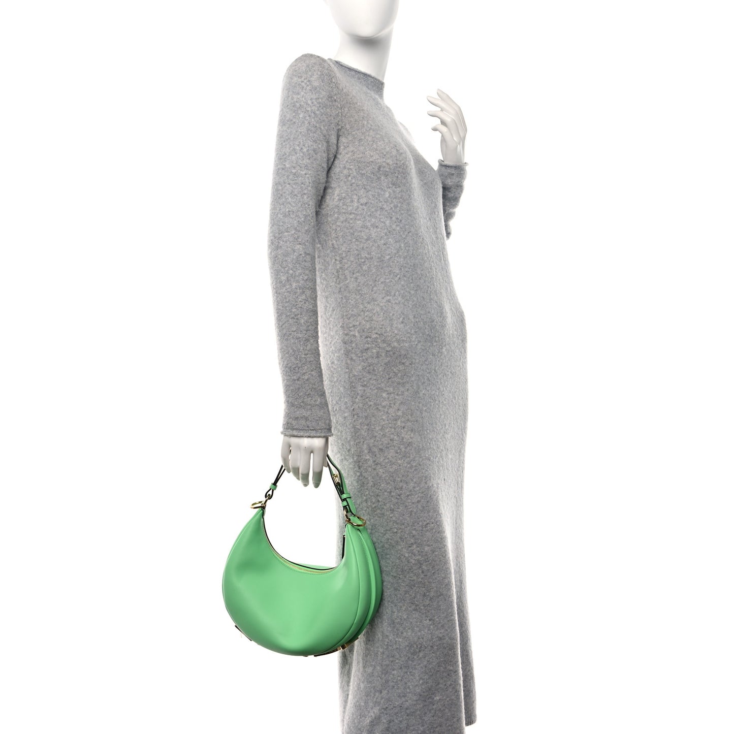 Vitello Grace Matte Small Fendigraphy Hobo Bag Edamame
