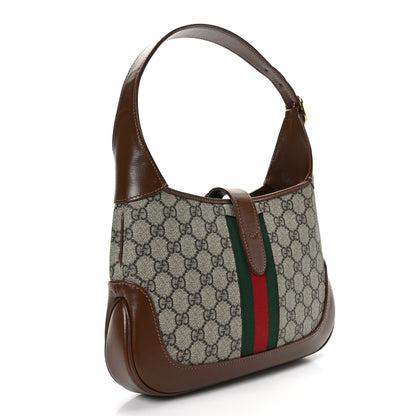 Gucci GG Supreme Monogram Azalea Calfskin Web Small Jackie 1961 Hobo Beige Ebony Brown Sugar 2 of 8