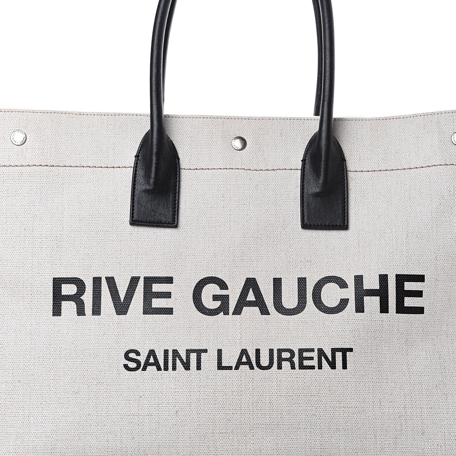 Saint Laurent Linen Calfskin Rive Gauche Tote Optic White 10 of 10