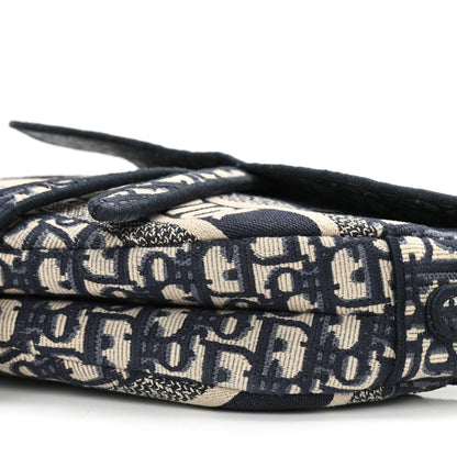 Christian Dior Oblique Embroidered Saddle Bag Blue 10 of 11