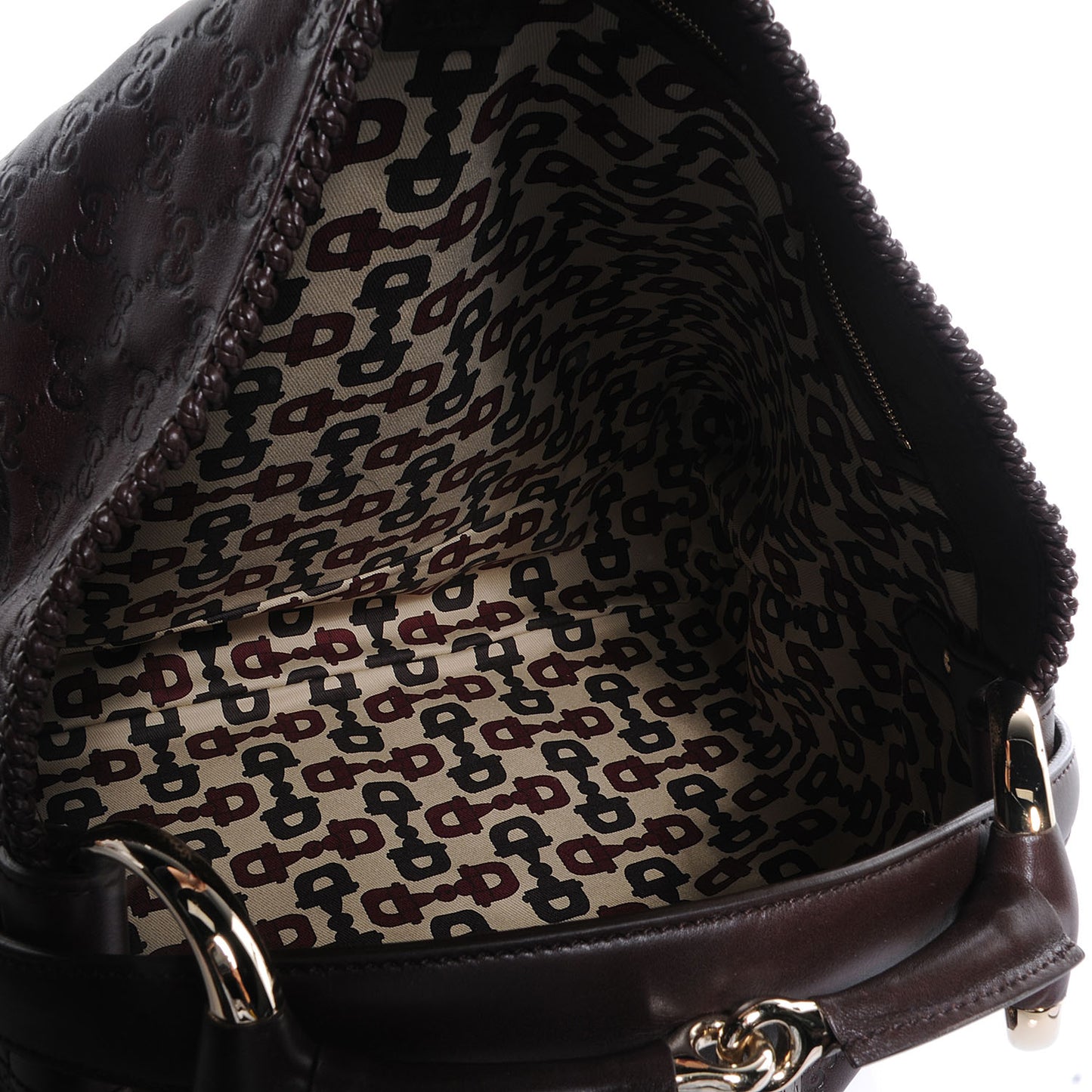 Guccissima Large Horsebit Chain Hobo Brown
