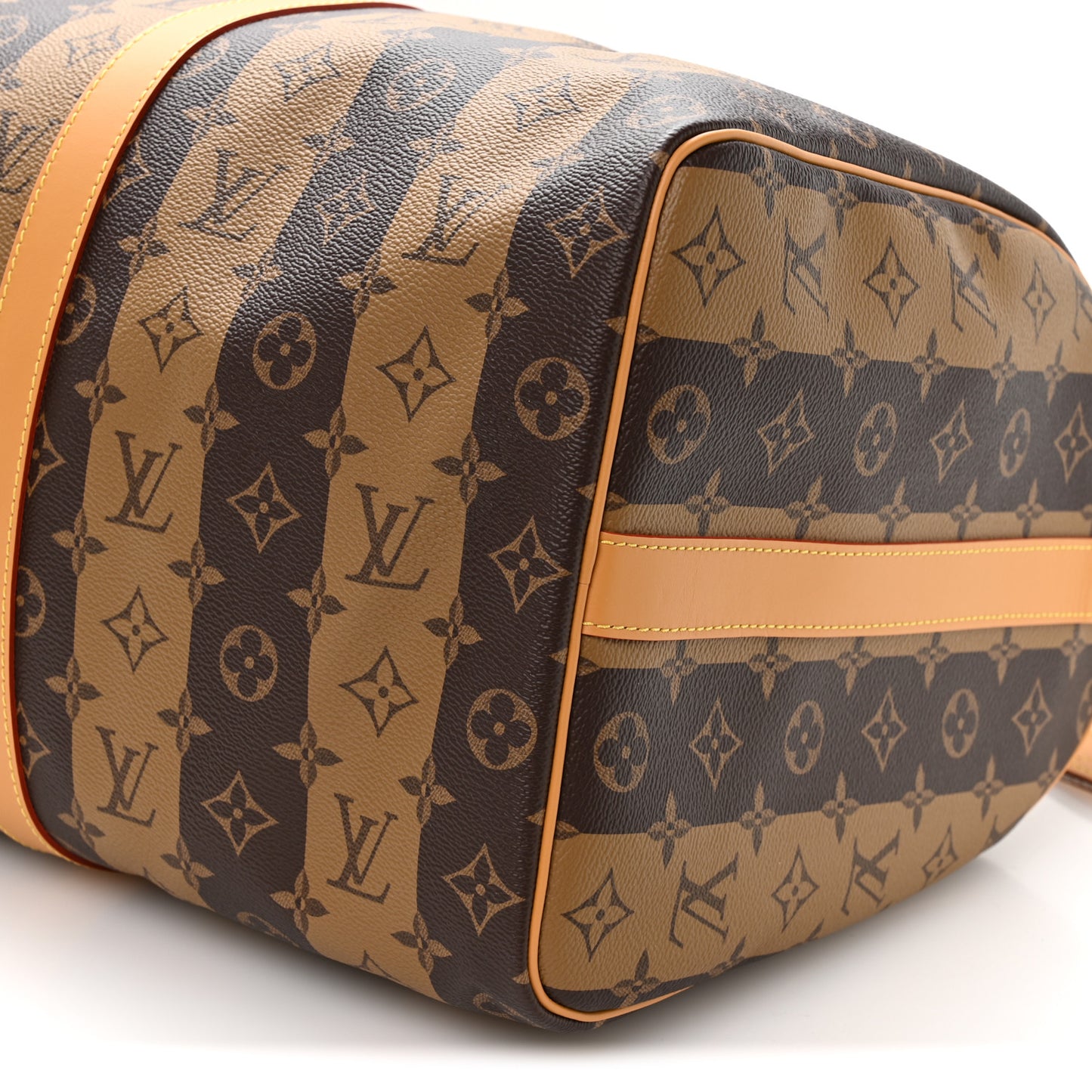X NIGO Reverse Monogram Stripe Keepall Bandouliere 50 Brown