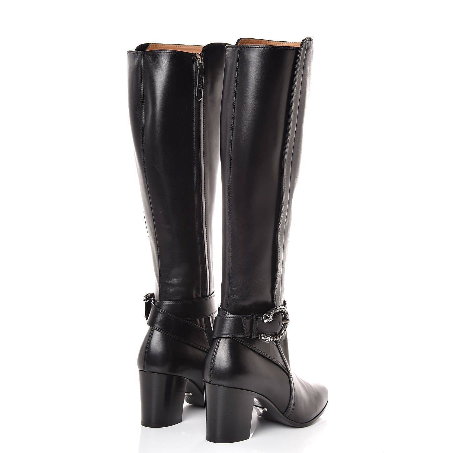 Gucci Calfskin Dionysus Elizabeth Knee High Boots 37.5 Black 4 of 8