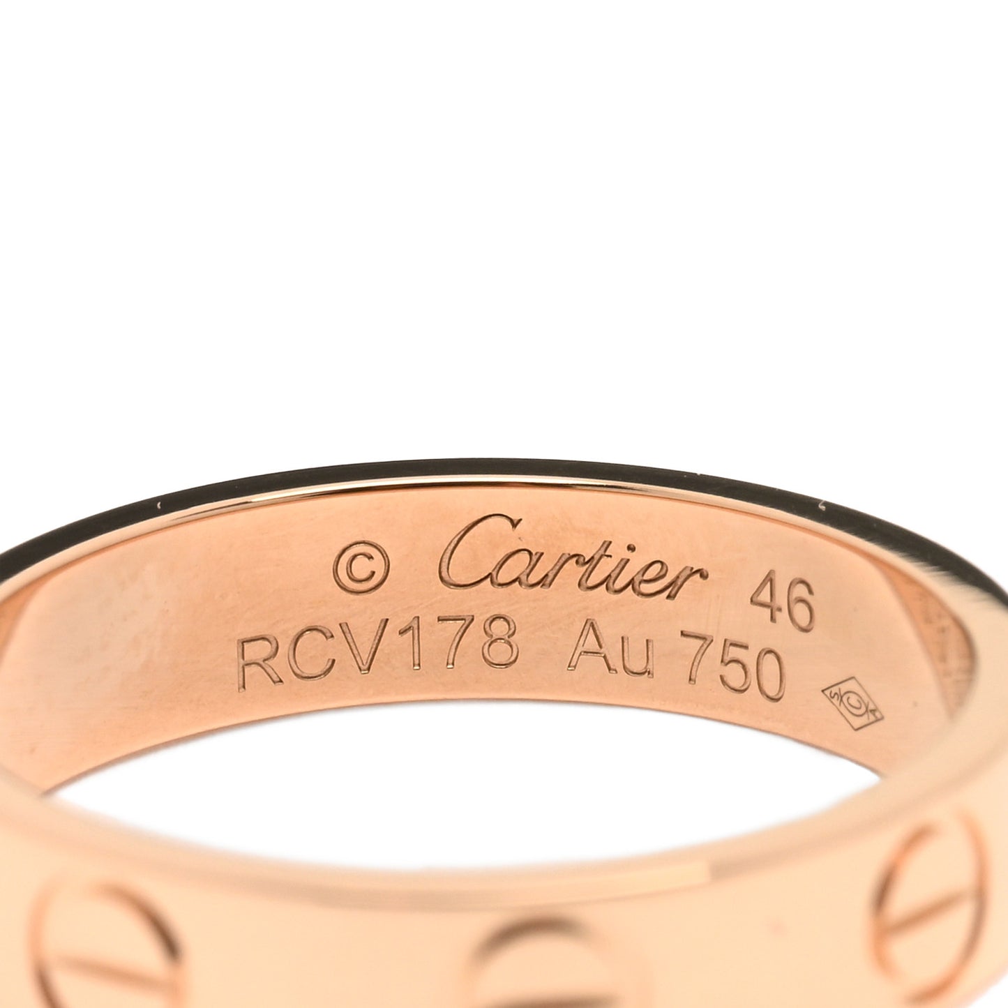 18K Pink Gold 3.5mm LOVE Wedding Band Ring 46 3.75