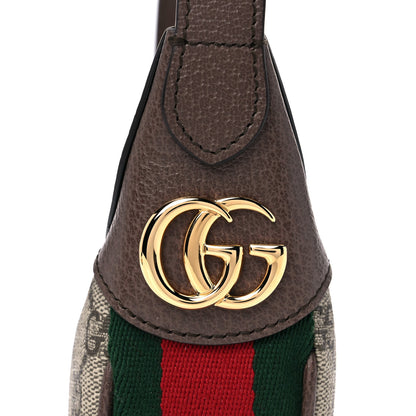 Gucci GG Supreme Monogram Textured Calfskin Web Mini Ophidia Half Moon Hobo Beige Ebony New Acero 10 of 11