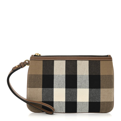 Burberry House Check Peyton Wristlet Pouch Taupe Brown 1 of 16