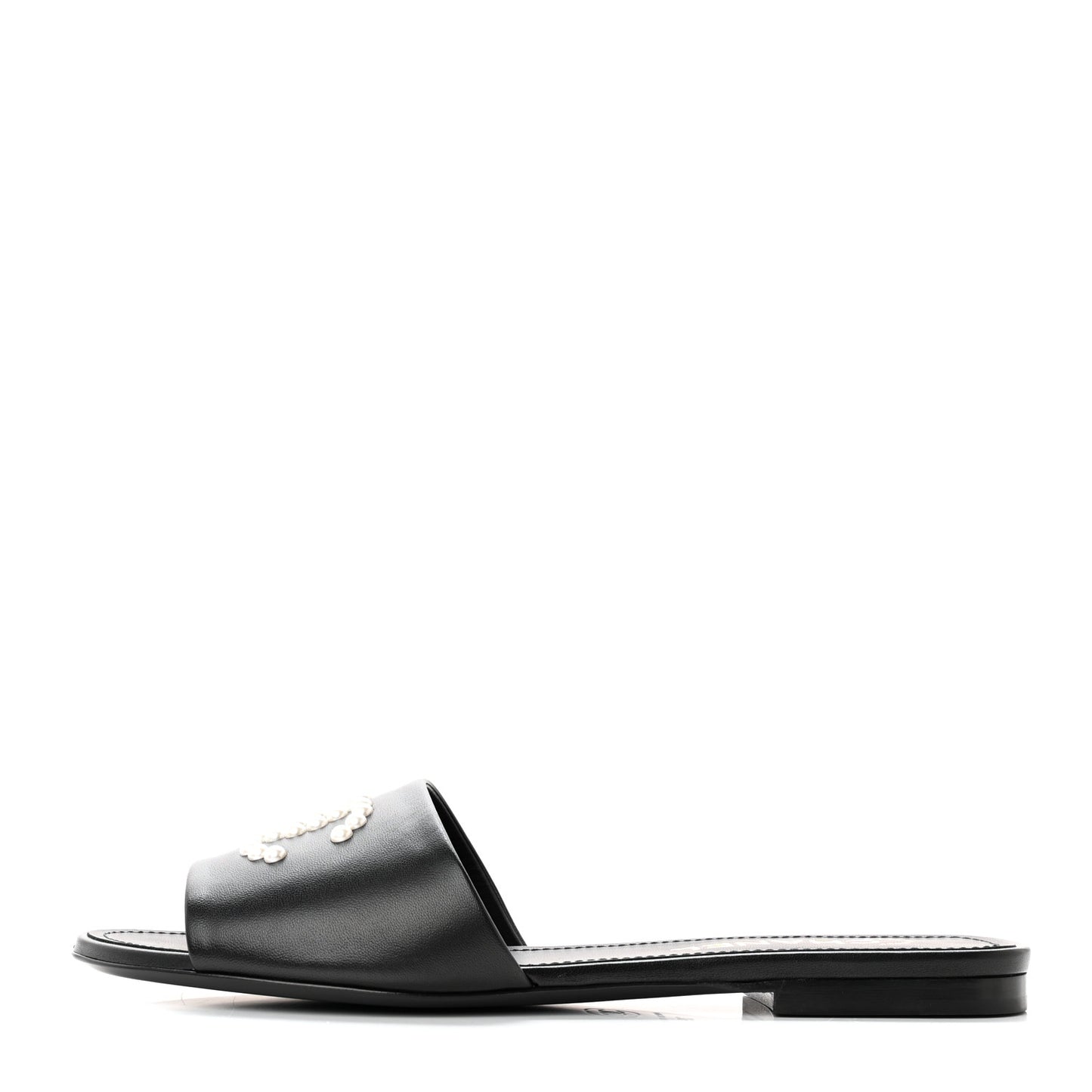 Lambskin Pearl CC Sandals 39 Black