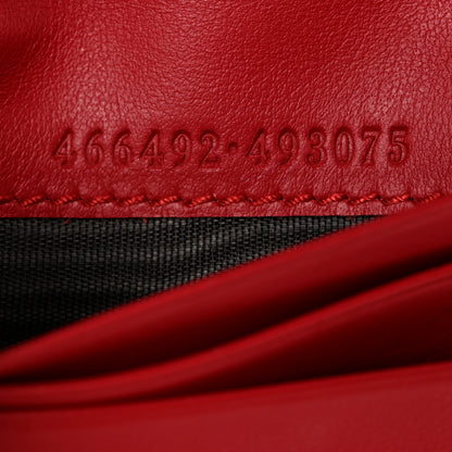 Gucci Calfskin Matelasse GG Marmont Card Case Wallet Hibiscus Red 7 of 11