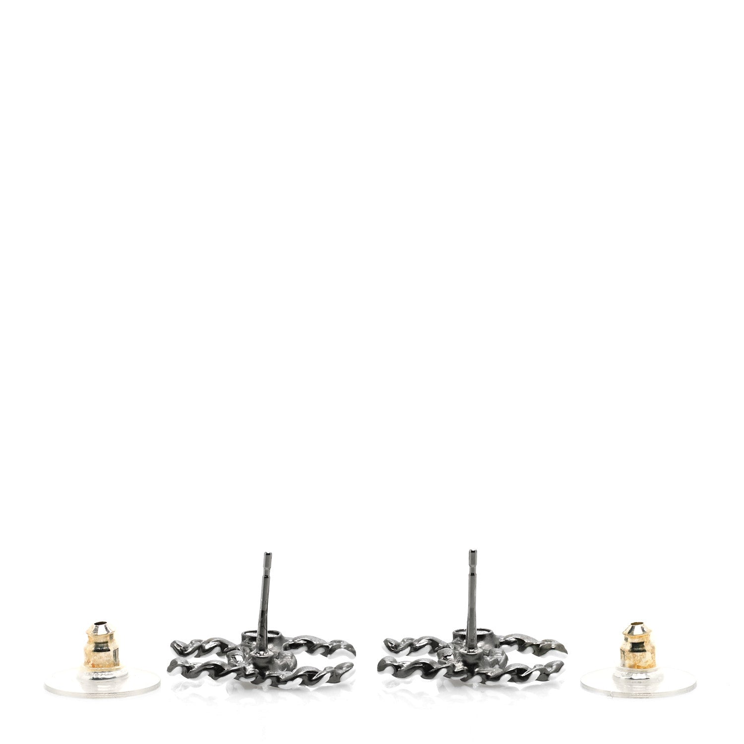 Chanel Lambskin Chain CC Earrings Silver Grey 2 of 3