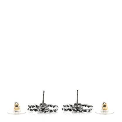 Chanel Lambskin Chain CC Earrings Silver Grey 2 of 3