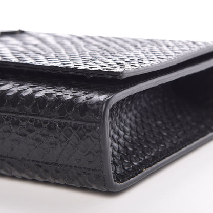 Saint Laurent Python Calfskin Embossed Classic Monogram Tassel Clutch Black 7 of 10