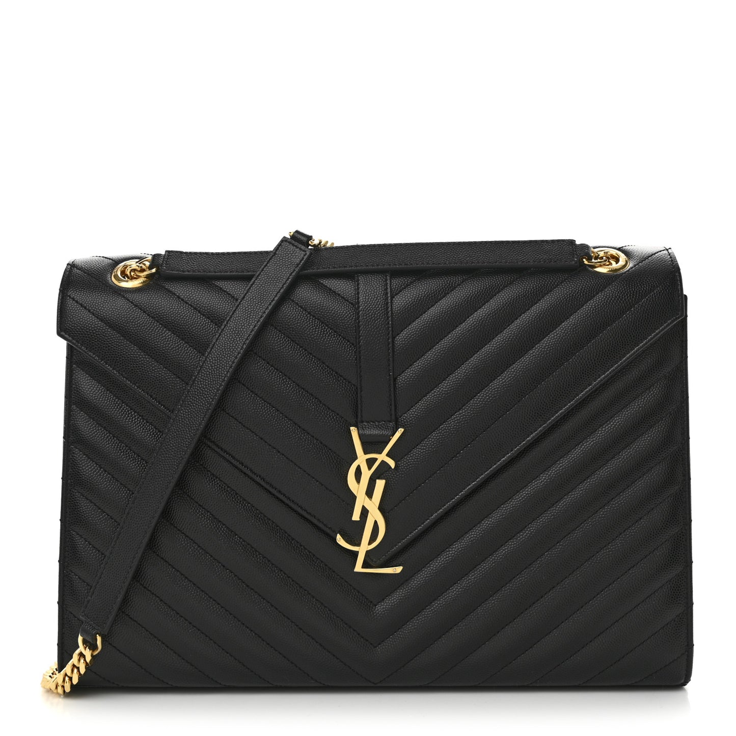 Grain De Poudre Matelasse Chevron Large Monogram Satchel Black