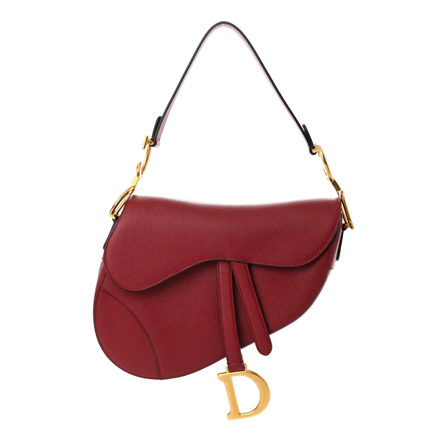 Christian Dior Grained Calfskin Saddle Bag Red 1 of 10