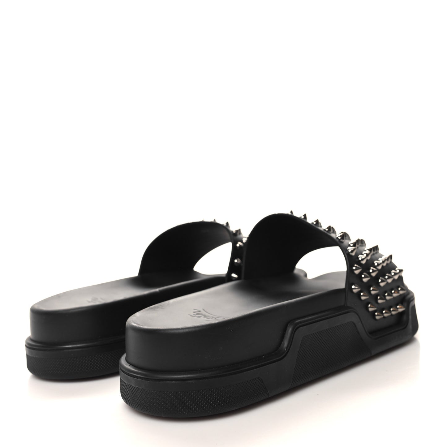 Calfskin Studded Mens Pool Fun Platform Flat Slide Sandals 43 Black