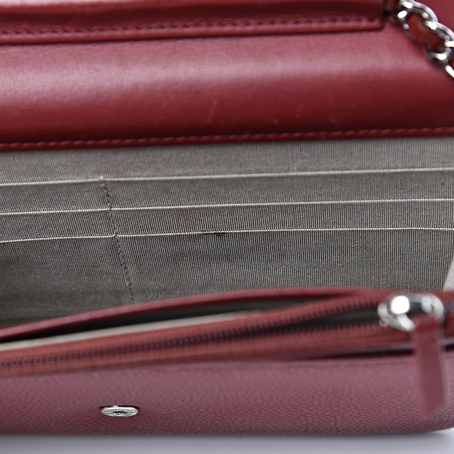 Chanel Caviar Timeless CC Wallet on Chain WOC Dark Red 13 of 16