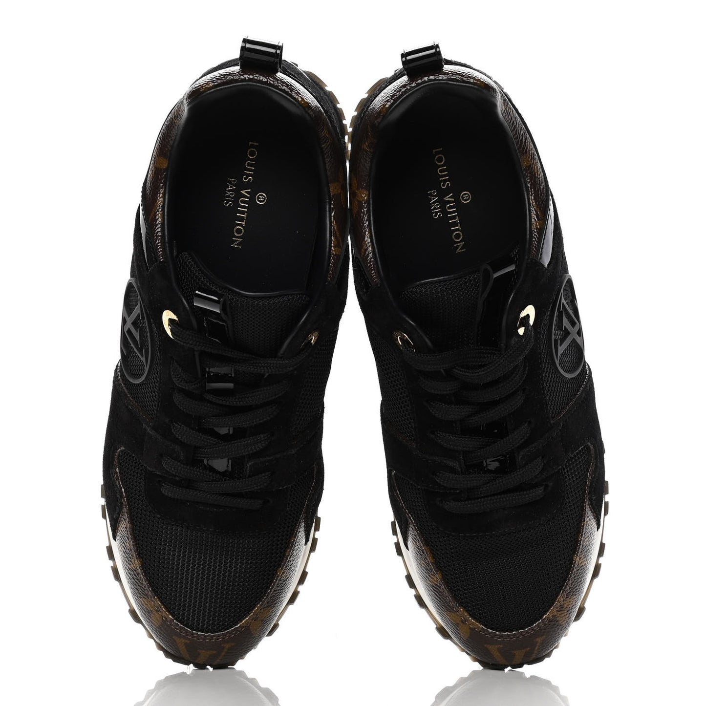Suede Monogram Run Away Sneakers 37 Black