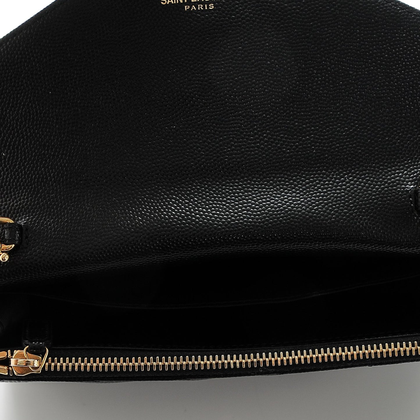 Grain De Poudre Matelasse Chevron Monogram Envelope Chain Wallet Black