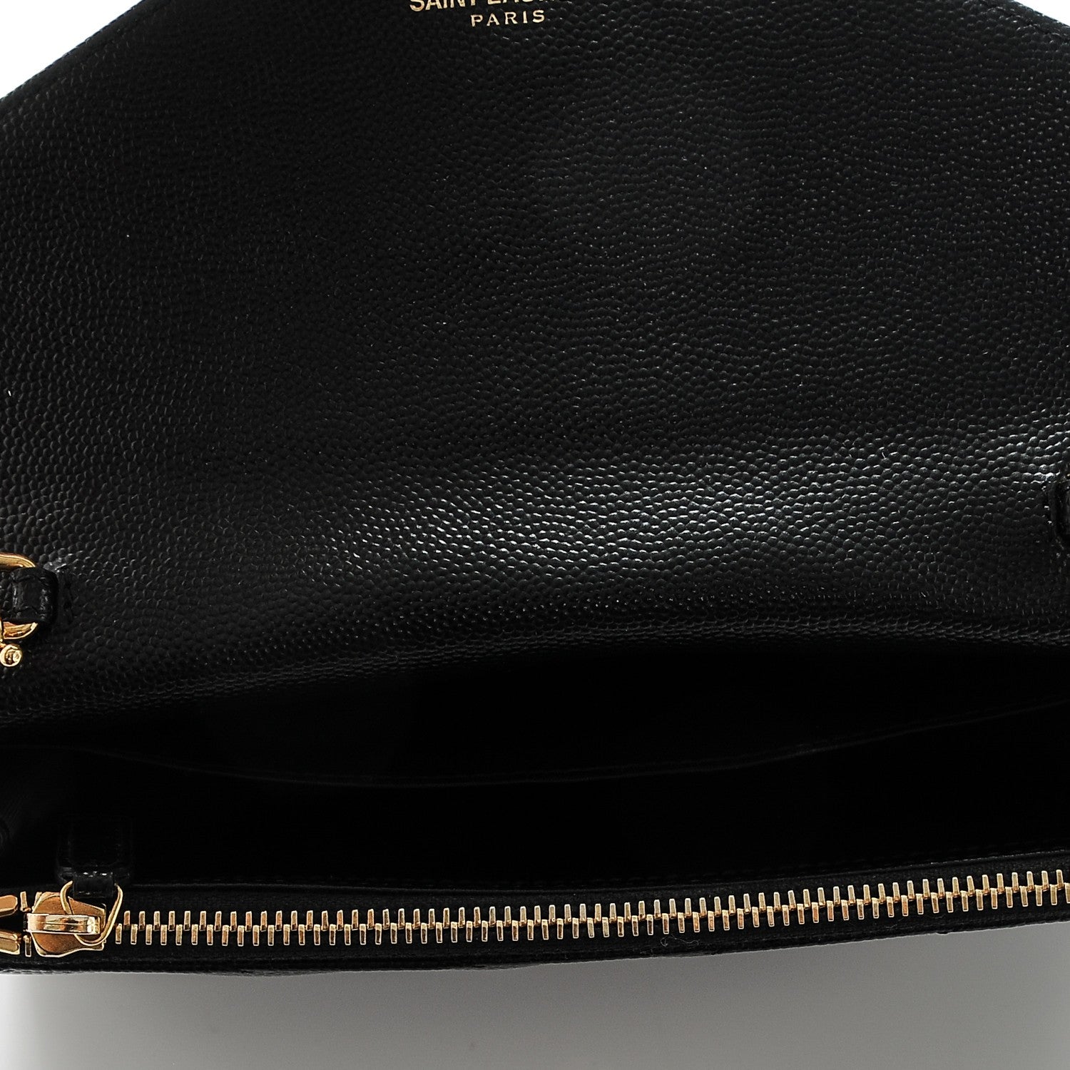 Saint Laurent Grain De Poudre Matelasse Chevron Monogram Envelope Chain Wallet Black 5 of 6