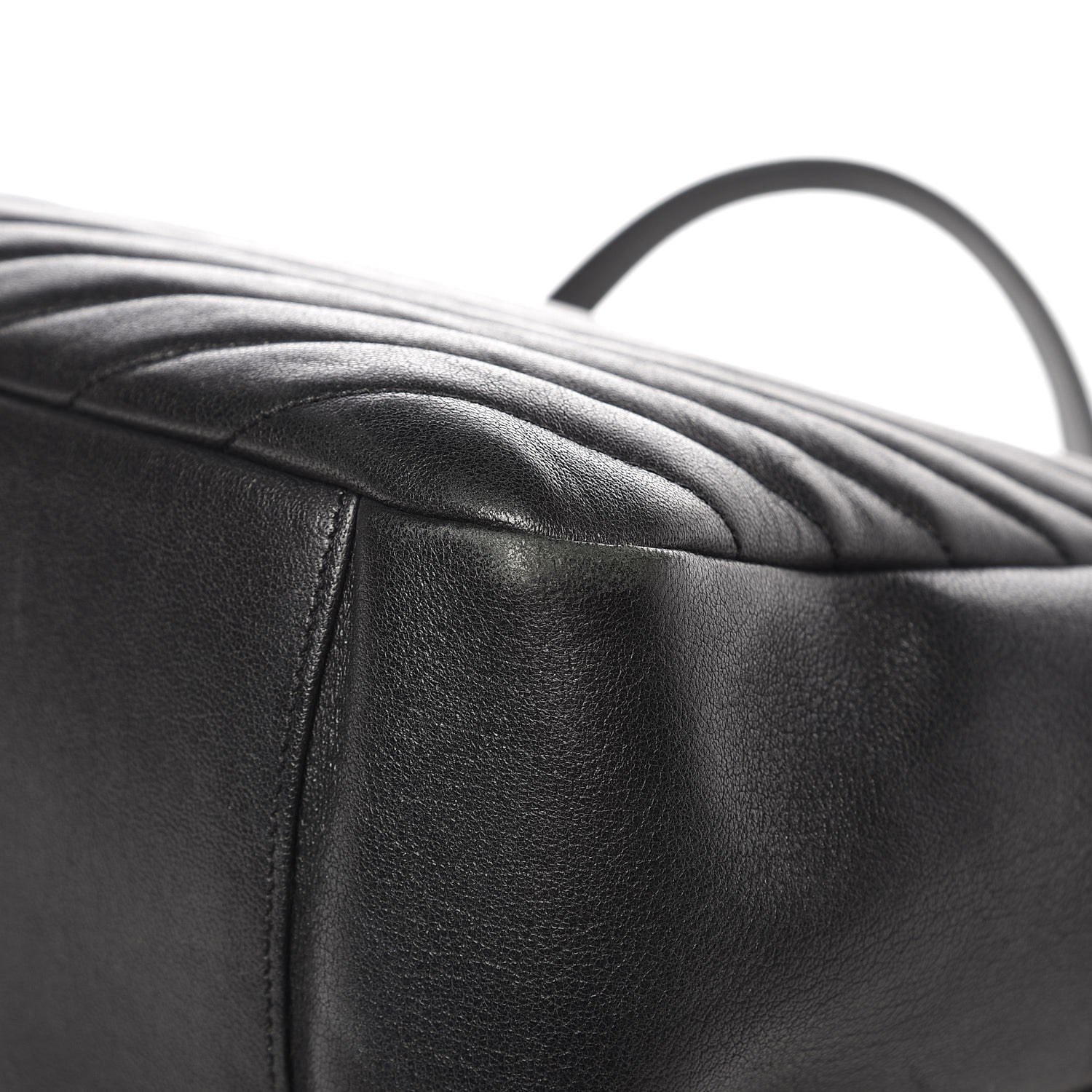Saint Laurent Sheepskin Matelasse Chevron Large Monogram Shopping Bag Black 9 of 11