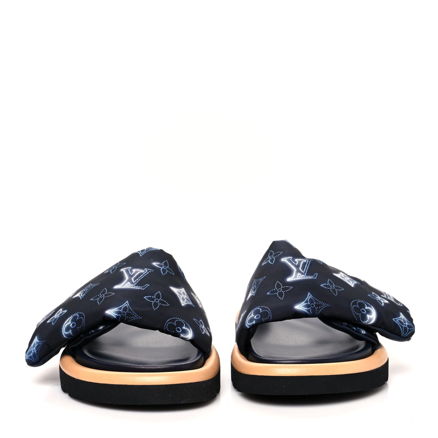 Nylon Monogram Womens Pool Pillow Comfort Mules 36 Navy Blue