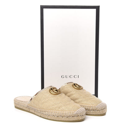 Gucci Straw Elaphe Matelasse GG Marmont Espadrille Slippers 37 Natural Cream Brown 11 of 11